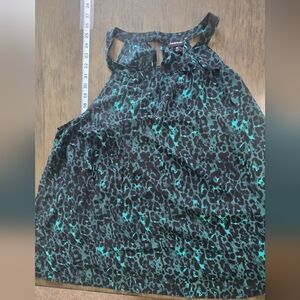 Green Cheetah Print Chiffon Halter Top